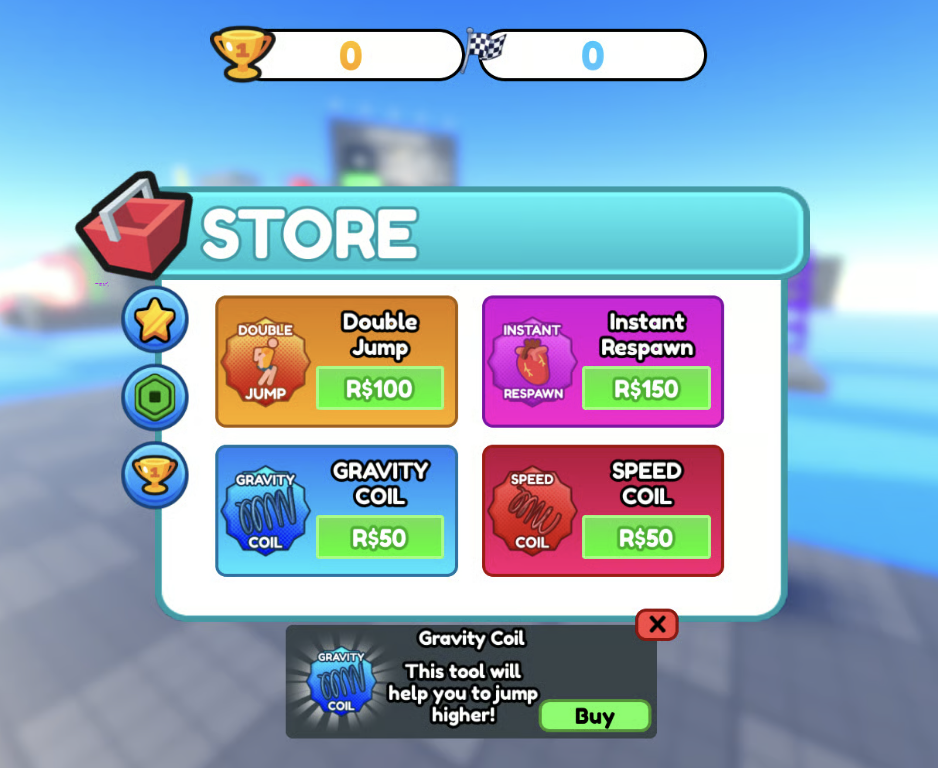Store UI with shop items and currency display